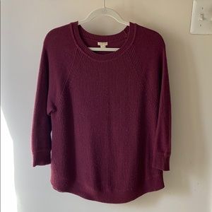 JCrew maroon 3/4 sleeve sweater